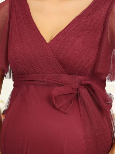 Vista 5 de Ever-Pretty Vestido formal de maternidad con cuello en V y manga corta para mujer 20886