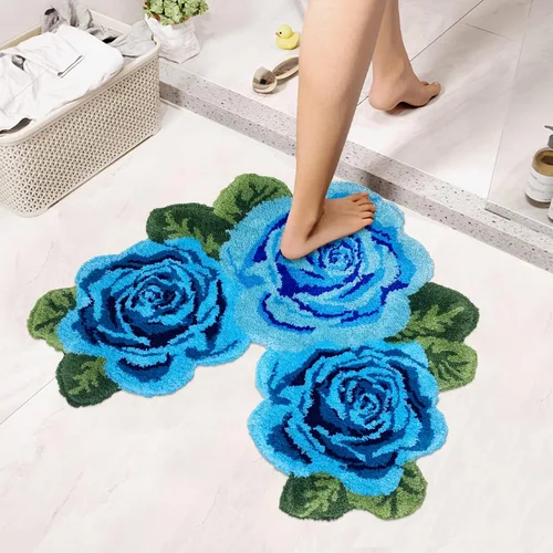 Vista 3 de USTIDE Tapete de baño de rosa esponjoso de 23.6 x 35.4 pulgadas, tapete de baño antideslizante para baño, cocina, sala de estar o dormitorio