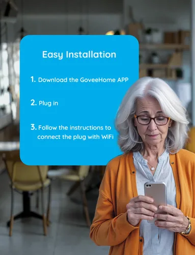 Vista 4 de Govee Enchufe inteligente de 15 A, salida WiFi Bluetooth, 1 paquete que funciona con Alexa y Google Assistant, enchufes WiFi con múltiples