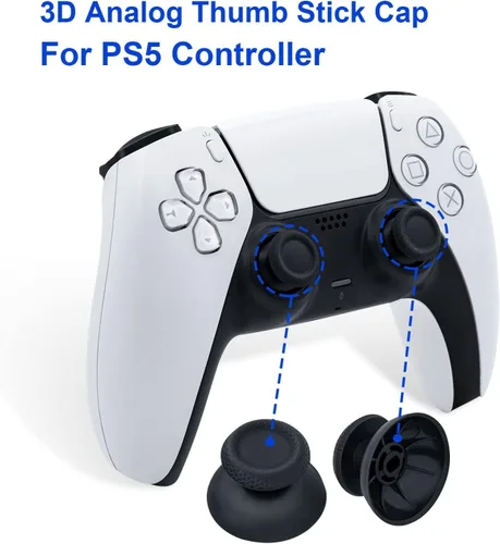 Vista 3 de Mcbazel 7 in 1 Joystick Repair Kit for PS5 Controller, 3D Analog Joystick Thumb Sticks Replacement Thumb Caps Grips with Screwdriver and Prying