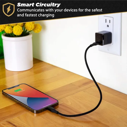 Vista 4 de Scosche HPDC20-SP Cargador rápido PowerVolt 20W Mini Cube USB-C, adaptador de pared para teléfono, carga de energía 4 veces más rápida, enchufe
