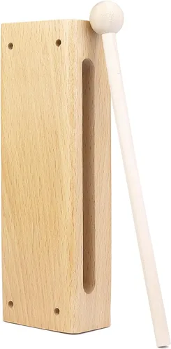 Vista 7 de QWORK Juego de instrumentos de percusión de madera, paquete de 2 bloques de sonido de madera con mazas, para conciertos, grabaciones y bandas