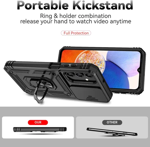 Vista 6 de Funda para Samsung Galaxy A15 5G con cubierta para lente de cámara, protector de pantalla HD, doble capa de grado militar, probada contra caídas