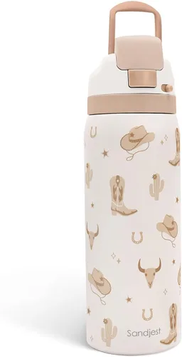 Vista 37 de Botella de agua aislada de acero inoxidable SANDJEST con pajita para deportes y viajes, la mejor tía de siempre, 946ml, regalos para mujeres, día