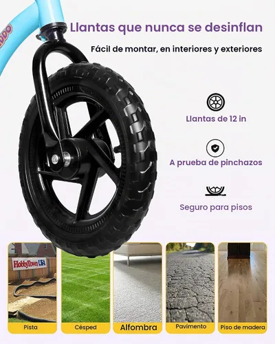 Vista 6 de KRIDDO Bicicleta de Equilibrio para Niños Pequeños de 2 Años, Edad de 24 Meses a 5 Años, Bicicleta de Empuje Interactiva de Aprendizaje Temprano