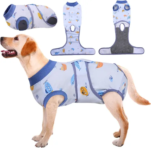 Vista 18 de Kuoser - Traje de recuperación posterior a la cirugía para perros y gatos, camisa profesional y vendaje de heridas abdominales, reemplaza collar