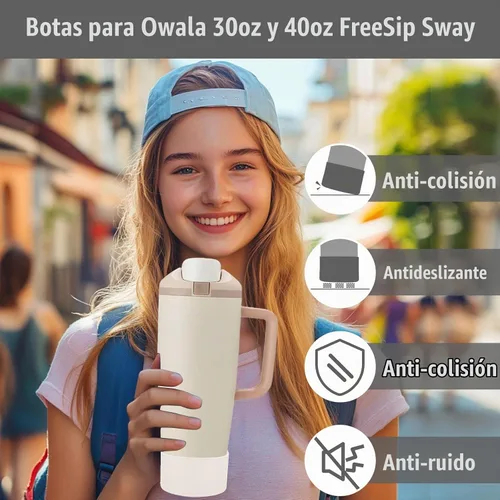 Vista 4 de Mity rain 2 piezas de botas protectoras de silicona para botellas y vasos FreeSip Sway de Owala de 30 oz y 40 oz - Accesorios para owala, mejora