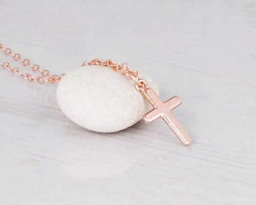 Vista 23 de Collar de cruz de oro para mujer, collares con colgante de cruz minimalista, longitud de 16 a 18 pulgadas, joyería cristiana hecha a mano, regalo