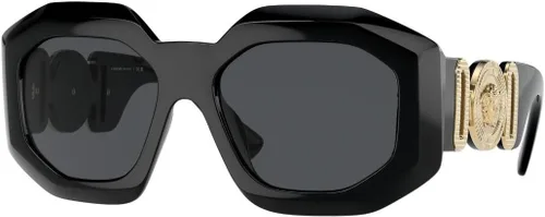 Vista 4 de Versace Gafas de sol para mujer, montura negra, lentes gris oscuro, 2.205 in Blanco