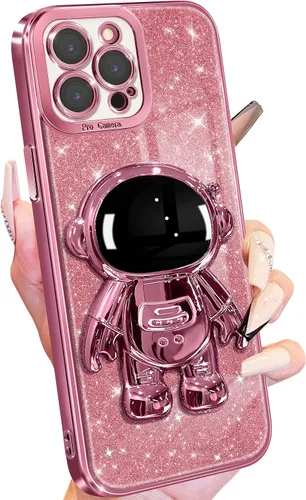 Vista 10 de Buleens Funda para iPhone 11 Pro Max Astronauta, Fundas Transparentes para iPhone 11 ProMax con Papel con Purpurina y Soporte de Astronauta, Mujeres