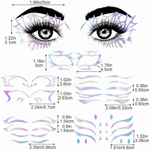 Vista 7 de ANCIRS Paquete de 6 calcomanías holográficas para maquillaje de ojos, 6 6 paquete