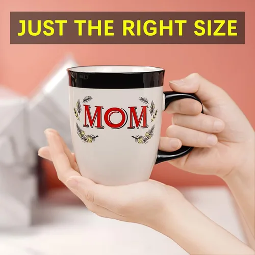 Vista 6 de Taza de café de cerámica para mamá, de 16 onzas, divertida taza de café para mujeres, mejor día festivo, Navidad, día de la madre, cumpleaños