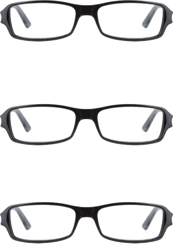 Vista 3 de Paquete de 3 lentes de lectura unisex con marco de plástico rectangular para hombres y mujeres