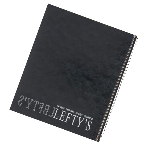 Vista 3 de Cuaderno de rayas universitarias para zurdos impreso con "zurdo" en la cubierta, juego de 5, colores surtidos