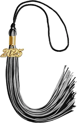 Vista 60 de Endea Graduation - Borla de doble color mixto con fecha dorada (negro/dorado antiguo, 2021)
