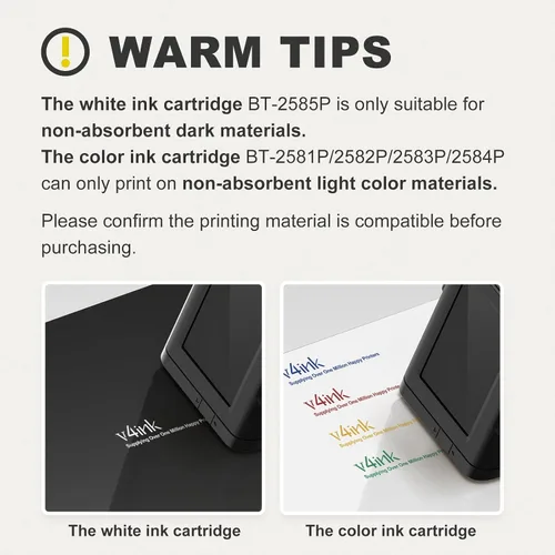 Vista 5 de v4ink Bentsai BT-2581P - Cartucho de tinta cian, 1.4 fl oz, repuesto de tinta de secado rápido para impresora de inyección de tinta portátil