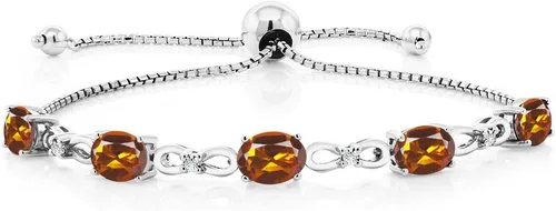 Vista 38 de Gem Stone King Pulsera de tenis de diamantes cultivados en laboratorio con piedra natal de 3-6 quilates para mujer, plata de ley 925, ovalada