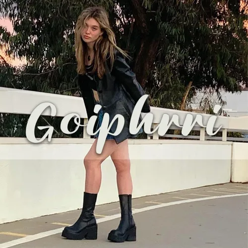 Vista 4 de Goiphrri Botas de tobillo de plataforma para mujer, tacón alto, punta redonda, botas de combate de trabajo, punk, botas de motocicleta, botas