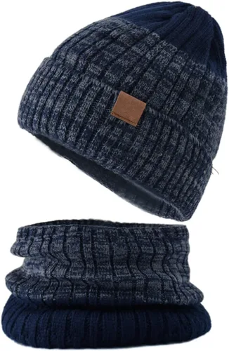 Vista 9 de Gorro cálido, bufanda de punto, suave y grueso, gorro de punto ajustable y elástico