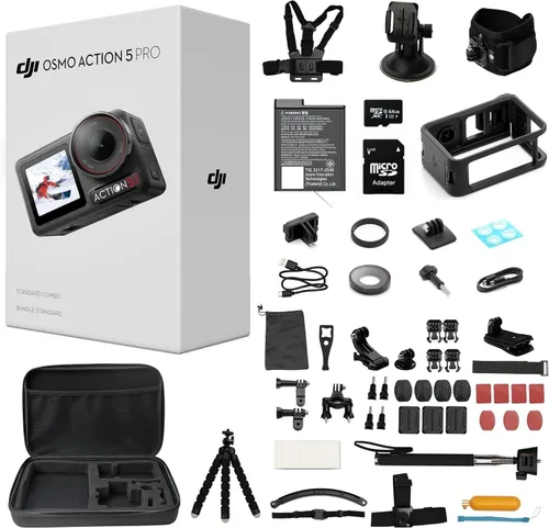 Vista 9 de DJI Osmo Action 5 Pro Combo estándar, cámara de acción impermeable con sensor de 1/1.3 pulgadas, video 4K/120fps, seguimiento de temas
