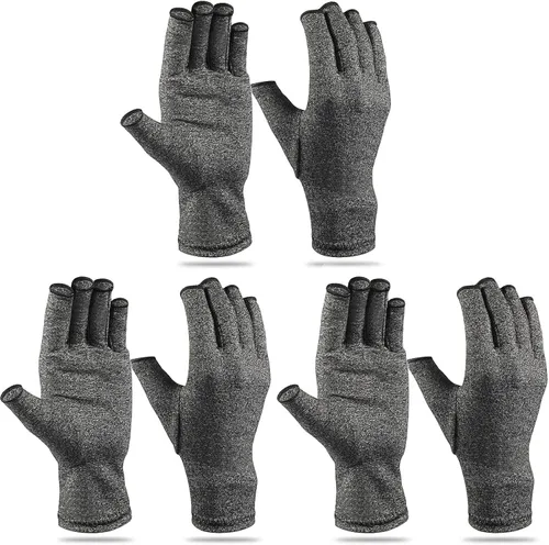 Vista 8 de Geyoga 3 pares de guantes de compresión para manos y artritis sin dedos, alivio de presión articular, para acolchar, costura, escribir, tareas
