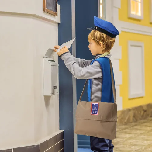 Vista 6 de Jiuguva Disfraz de cartero de Halloween, disfraz postal para niños, disfraz de fiesta de disfraces para niños y adultos