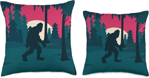 Vista 3 de Cryptozoology Bigfoot Yeti Sasquatch Gifts Conspiracy Theory Cryptid Forest Sasquatch Sunset Bigfoot Throw almohada, 16x16, Multicolor
