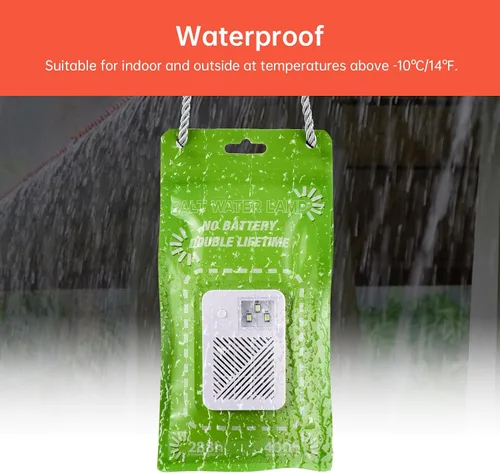 Vista 2 de Lámpara de emergencia con luz de sal de agua, linterna LED alimentada por sal, 50 lúmenes LED linterna de camping para cortes de energía Pesca