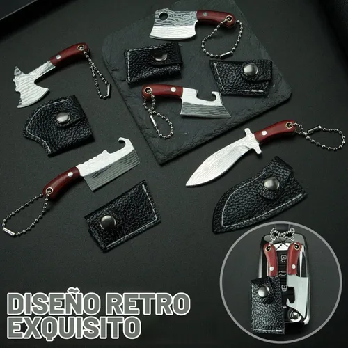 Vista 6 de 5 piezas de mini cuchillo llavero, cuchillos de bolsillo pequeños de chef, lindo colgante de bolsillo pequeño con funda, abridor de paquete