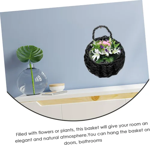 Vista 2 de Happyyami Decoración de pared Cesta colgante cestas de pared tejidas Cesta de flores de pared Jardineras colgantes Jardineras Micro Paisaje Maceta
