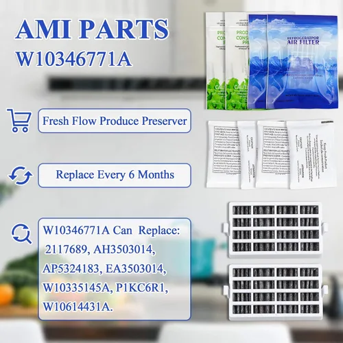 Vista 2 de AMI PARTS Filtro de aire de flujo fresco W10311524 AIR1 y repuesto para conservador de productos W10346771A compatible con refrigerador