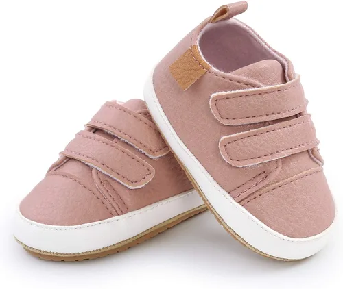 Vista 4 de SOFMUO Zapatos deportivos de piel sintética para bebés, niños y niñas, con suela de goma suave, mocasines Oxford para recién nacidos