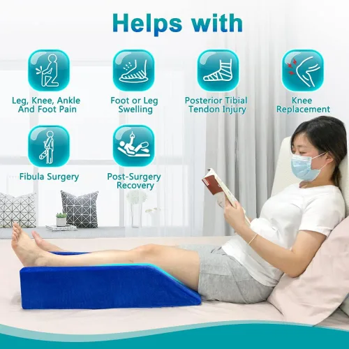 Vista 3 de Almohada de cuña de elevación de piernas, almohada de descanso de rodilla para dormir después de la cirugía, soporte de rodilla de espuma para cama