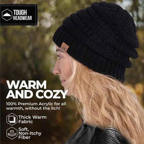 Vista 5 de Gorro de punto para mujer, cálido y suave, elástico, para clima frío de Tough Headwear
