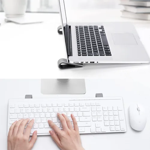 Vista 3 de SUPBEE Soporte universal para teclado de computadora portátil/computadora, [4 unidades] Soporte elevador de cuña inclinable de goma para escritorio