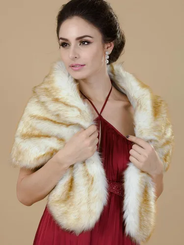 Vista 52 de Aukmla Bufanda de piel de boda para mujer con broche de diamantes de imitación para novia y damas de honor