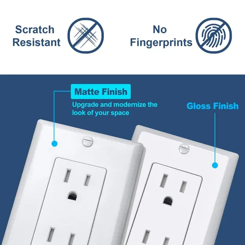 Vista 4 de CML - Paquete de 50 tomas de corriente de 15 amperios resistentes a manipulaciones, certificación UL Decorator Electrical Outlets, 15A/125V, NEMA