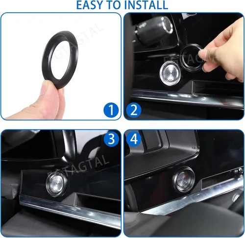 Vista 5 de Cubierta de botón de arranque de parada del motor para Chevrolet Corvette C8 Stingray 2020-2024, accesorios de anillo de arranque de encendido ABS