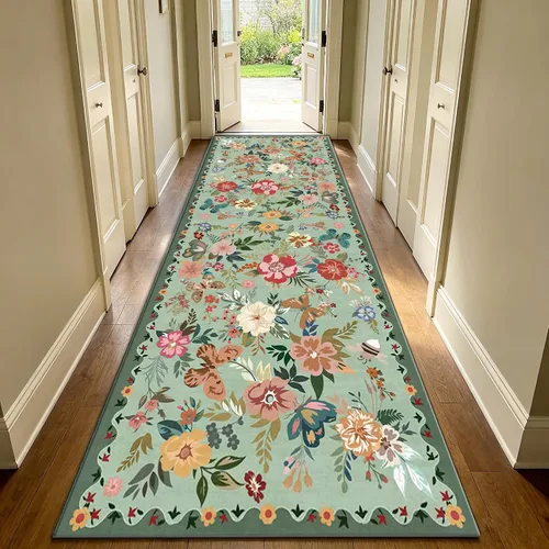 Vista 42 de UKELER Tapete antideslizante para puerta, alfombras de acento modernas para entrada, estilo romántico campestre americano, alfombras de algodón