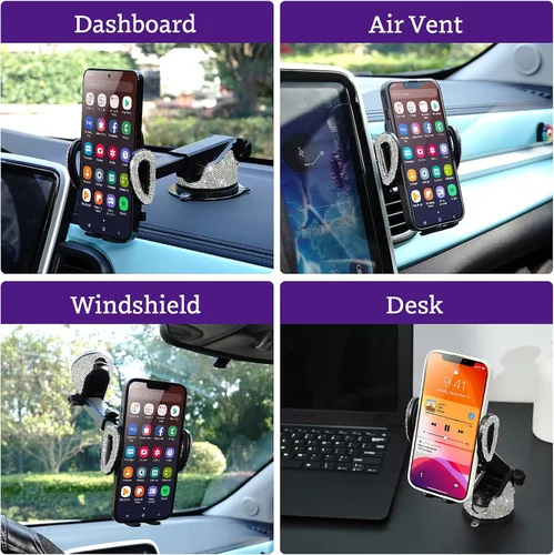 Vista 5 de eing: Soporte de teléfono para tablero de auto, parabrisas, para iPhone, 12,11,11 Pro, 8 Plus, 8, SE, X, XR , XS, 7 Plus Samsung S20, S10, S9,S8