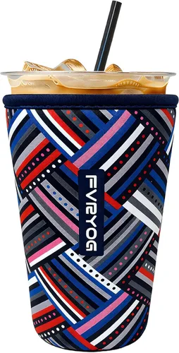 Vista 36 de Fundas de neopreno reutilizables aisladas para café helado, fundas para tazas de café helado, fundas para bebidas heladas y calientes
