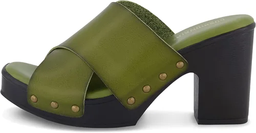 Vista 2 de CUSHIONAIRE Kamari - Sandalias de madera sintética para mujer con relleno de espuma viscoelástica anchos disponibles