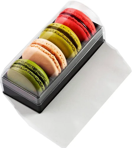 Vista 7 de Pastry Chef's Boutique - Cajas de regalo pequeñas de plástico transparente para macarons franceses - Capacidad para 2 macarons - Tamaño de cavidad