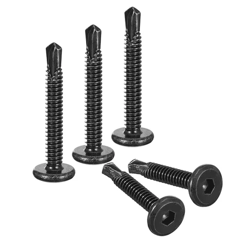 Vista 18 de uxcell Tornillos Autorroscantes de Encaje Hexagonal, 1/4 x 1 Acero Inoxidable 410 Tornillo de Perforación de Cabeza Plana para Chapa Metálica 100