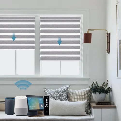 Vista 15 de SmartWings - Persianas motorizadas de cebra con control remoto, persianas de filtrado de luz inteligentes y semitransparentes para ventanas