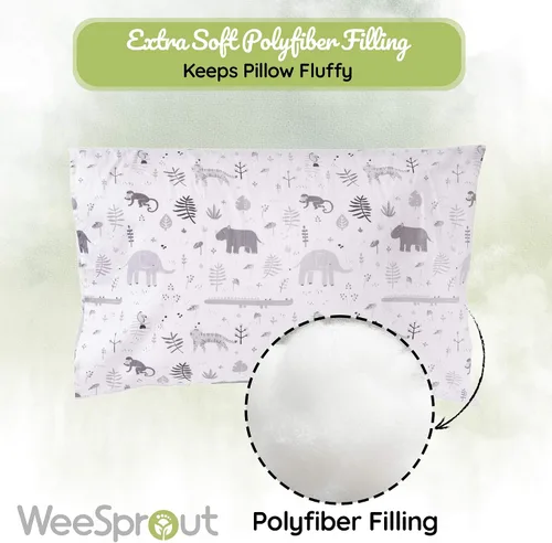 Vista 4 de WeeSprout - Almohada para niños pequeños - Funda y cubierta de algodón orgánico, almohada para niños pequeños para dormir y viajar, relleno