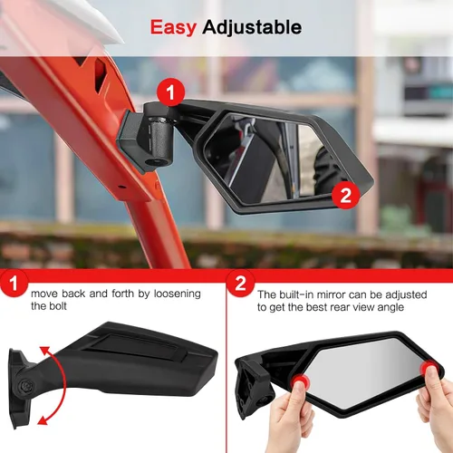 Vista 3 de Espejos laterales X3 compatibles con Can-Am Maverick X3 y X3 Max 2017-2025, espejos retrovisores laterales plegables para UTV que se separan, vidrio