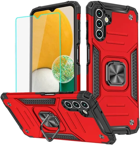 Vista 36 de HNHYGETE Funda para Samsung A13 5G, Galaxy A13 5G con protector de pantalla, soporte giratorio de grado militar de 360° (resistente), fundas Negro