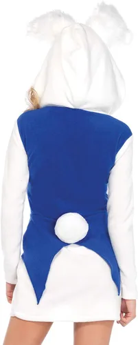 Vista 2 de Leg Avenue Disfraz de conejo blanco acogedor para Halloween para mujer, Metálico