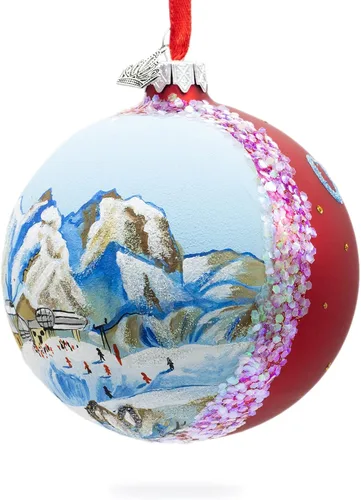 Vista 3 de Courchevel Ski Resort, Francia bola de cristal adorno de Navidad 4 pulgadas